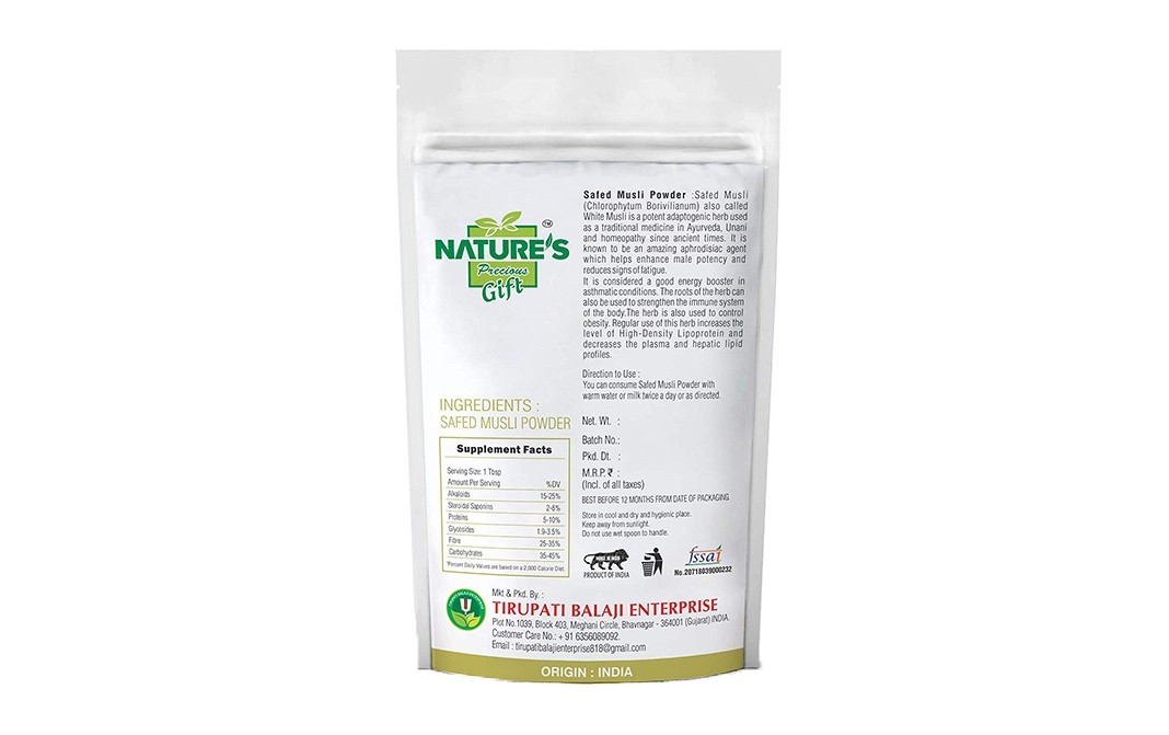 Nature's Gift Safed Musli Powder    Pack  500 grams